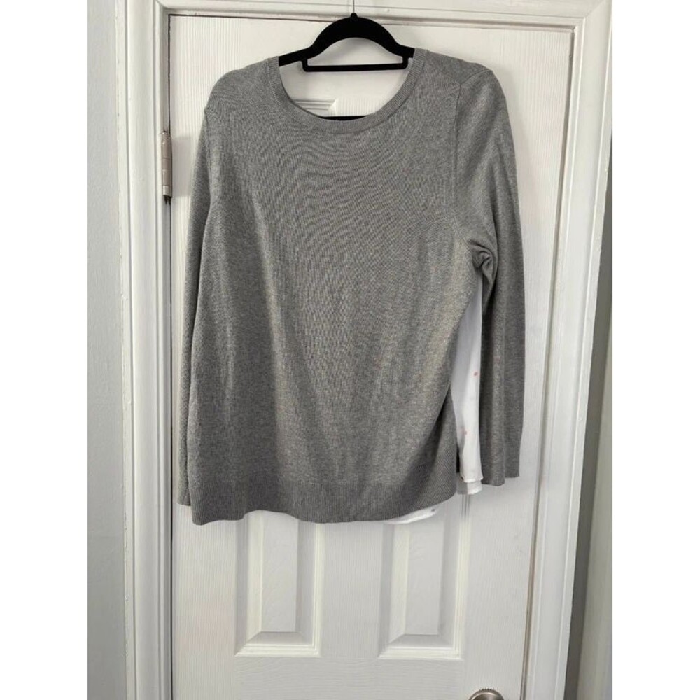 LOFT Gray Knit Pullover Sweater Size XL Cozy Long Sleeve
